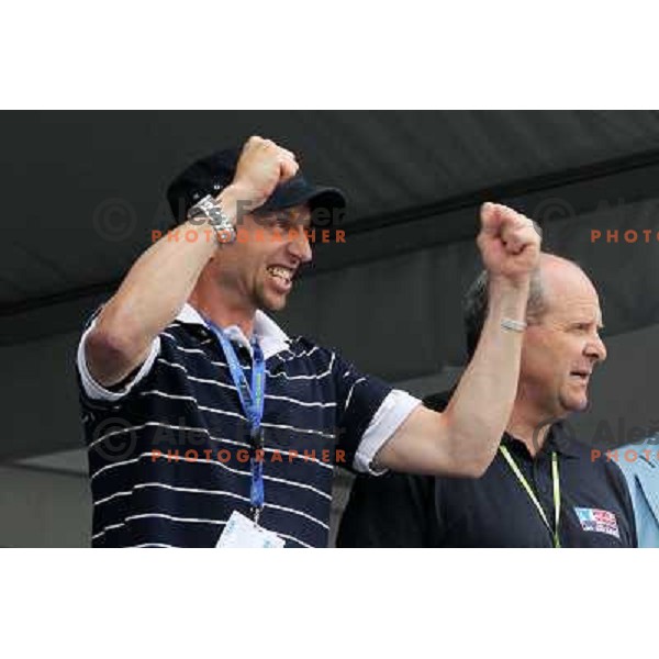 Jani Klemencic and Borut Farcnik watching action during Rowing World Cup, Bled, Slovenia 29.5.2010 