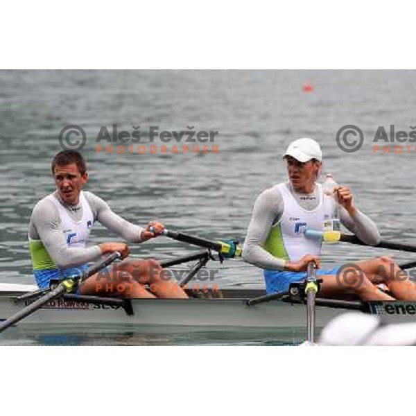 Malesic and Cvet (SLO) in action during Rowing World Cup, Bled, Slovenia 29.5.2010 