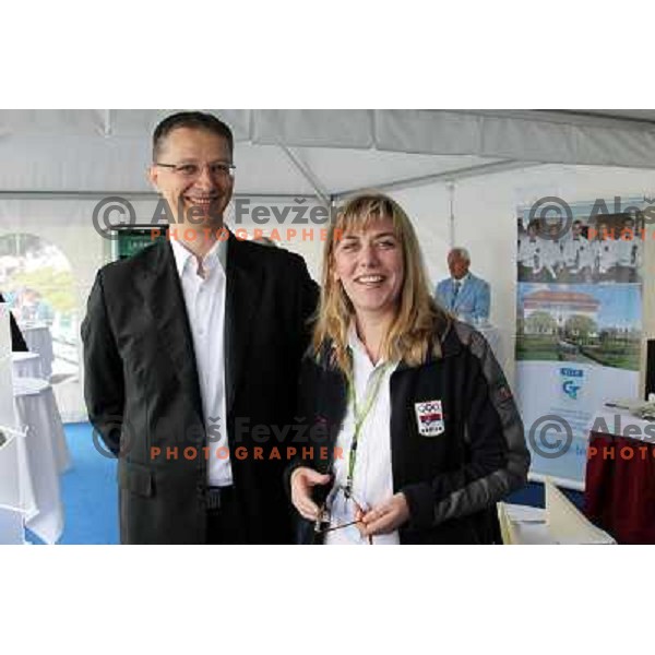 Slovenian minister of Sport and Education Dr. Igor Luksic and Serbian coleague during rowing world cup, lake Bled, Slovenia 30.5.2010 