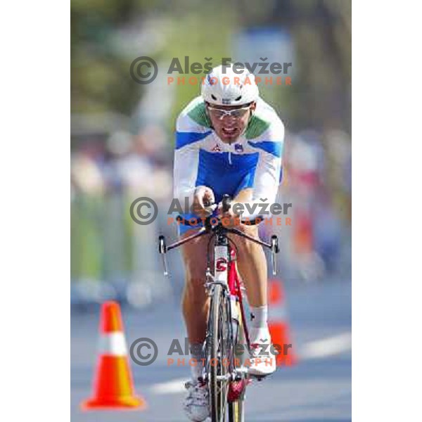 Gorazd Stangelj (SLO) during time trial race at Olympic games in Athens, held 18th of August 2004 