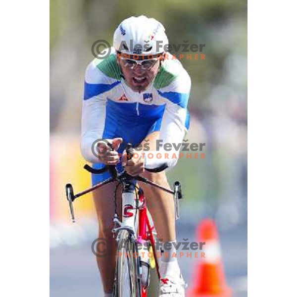 Gorazd Stangelj (SLO) during time trial race at Olympic games in Athens, held 18th of August 2004 