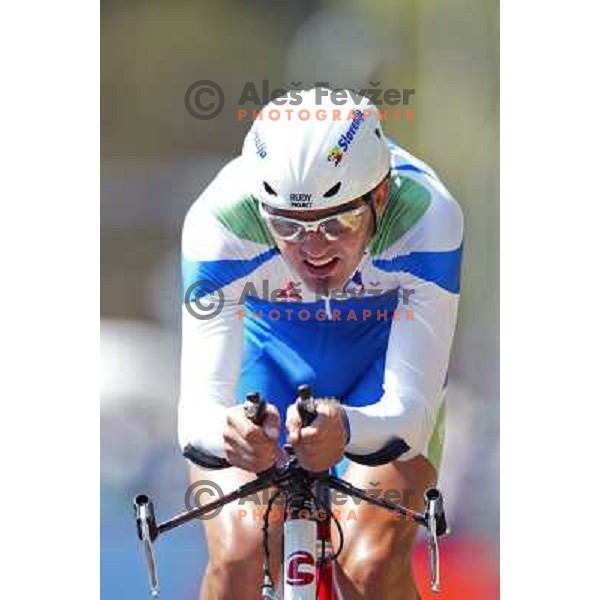 Gorazd Stangelj (SLO) during time trial race at Olympic games in Athens, held 18th of August 2004 