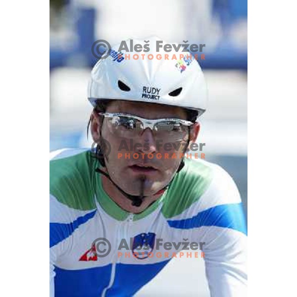 Gorazd Stangelj (SLO) during time trial race at Olympic games in Athens, held 18th of August 2004 