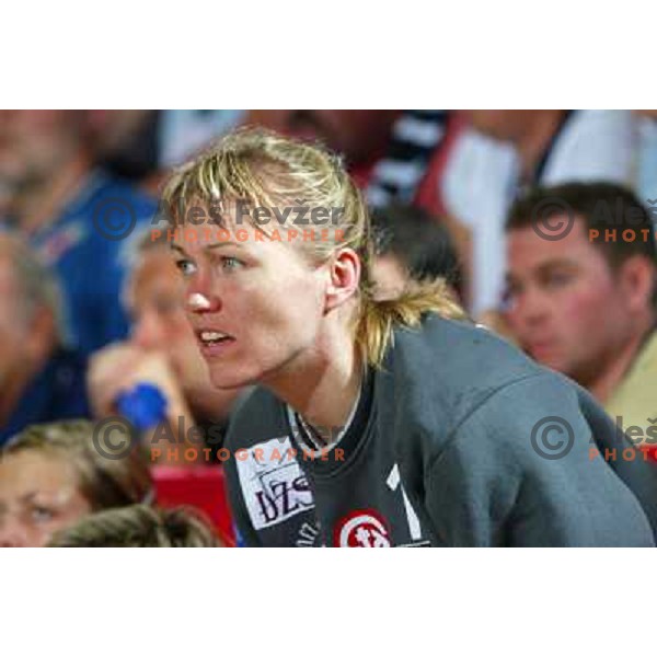 Cecilia Leganger in action during handball match Krim Eta Malizia- Slagelse FH in Final of EHF Championsleague, played at Kodeljevo Hall, Ljubljana, Slovenia 22.5.2004. Slagelse FH won 36-32 and became a Champion 