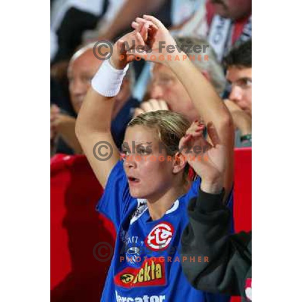 Spela Cerar in action during handball match Krim Eta Malizia- Slagelse FH in Final of EHF Championsleague, played at Kodeljevo Hall, Ljubljana, Slovenia 22.5.2004. Slagelse FH won 36-32 and became a Champion 