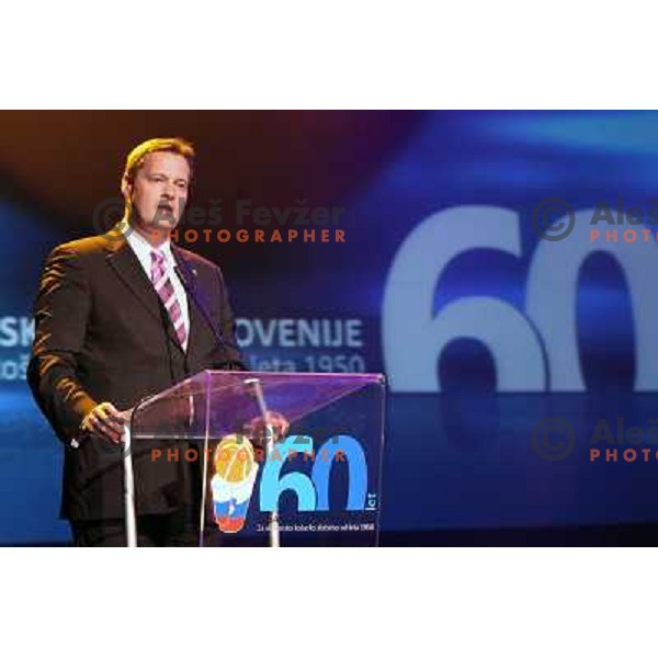 FIBA Europe president Olafur Rafnsson giving a speech at celebration of 60 years of Slovenia Basketball Associtaion held in hotel Union, Ljubljana, Slovenia 5.6.2010 