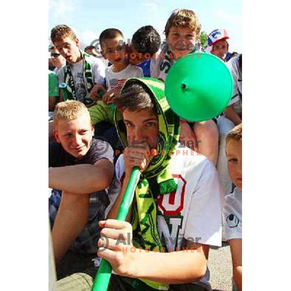 Slovenia supporters in Ljubljana watching live big screen transmission of football match Slovenia-England at 2010 FIFA World Cup South Africa on June 23rd 2010