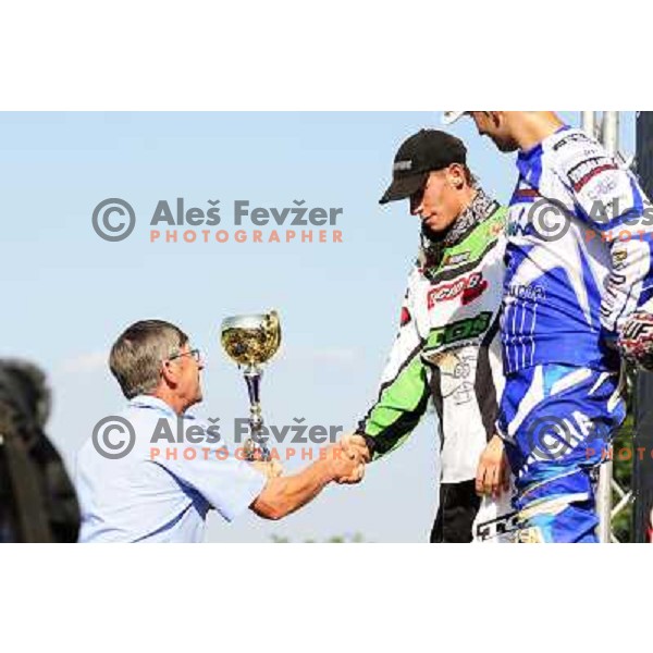 Irt (SLO) at podium after MX3 Motocross World Championship 2010 race, Orehova vas, 11.7.2010 