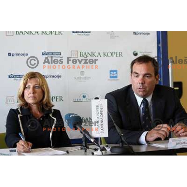 Mima Jausevec and Tournament director Andrej Bizjak during WTA Banka Koper Slovenia Open press conference, held in hotel Mons, Ljubljana 13.7.2010 