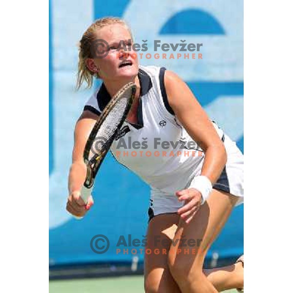 Mai Kristin Grage of Denmark in action during first round of Qualifying singles at WTA Banka Koper Slovenia Open tennis tournament, played in SRC Marina, Portoroz, Slovenia on July 17 2010 