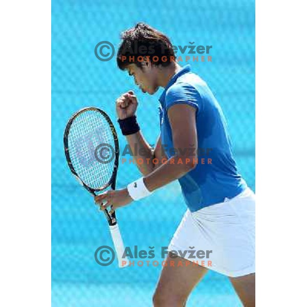 Eleni Daniilidou of Greece in action during first round of Qualifying singles at WTA Banka Koper Slovenia Open tennis tournament, played in SRC Marina, Portoroz, Slovenia on July 17 2010 