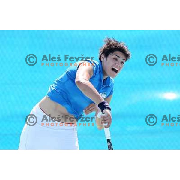 Eleni Daniilidou of Greece in action during first round of Qualifying singles at WTA Banka Koper Slovenia Open tennis tournament, played in SRC Marina, Portoroz, Slovenia on July 17 2010 