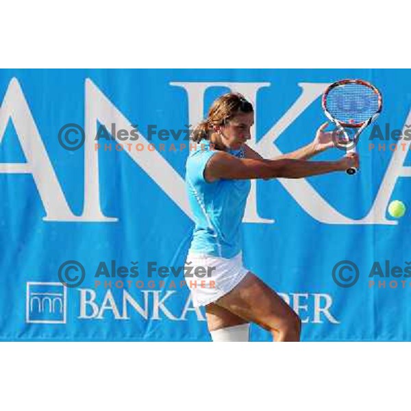 Ana Vrljic of Croatia in action during second round of Qualifying singles at WTA Banka Koper Slovenia Open tennis tournament, played in SRC Marina, Portoroz, Slovenia on July 18, 2010 
