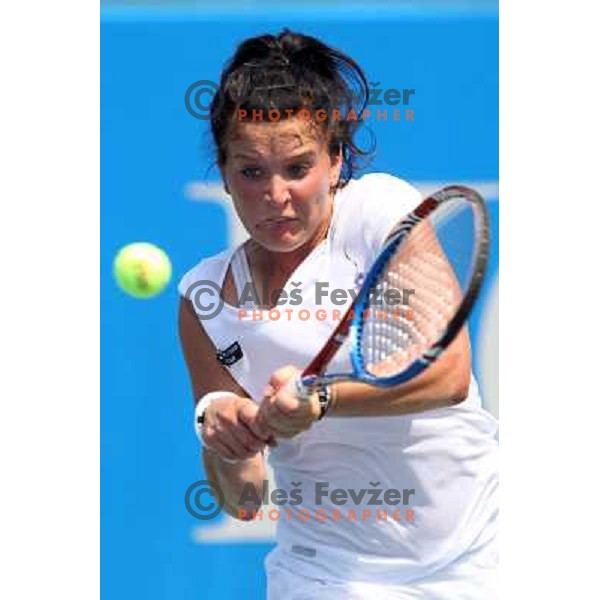 Nastja Kolar of Slovenia in action during first round of Qualifying singles at WTA Banka Koper Slovenia Open tennis tournament, played in SRC Marina, Portoroz, Slovenia on July 17 2010 