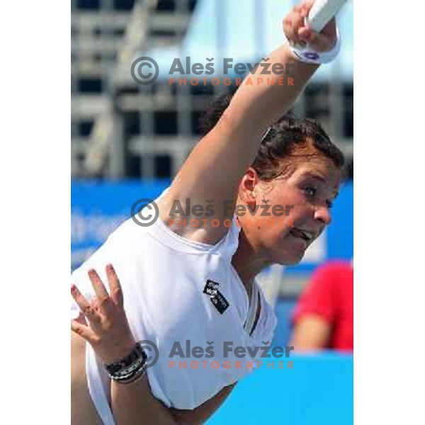 Nastja Kolar of Slovenia in action during first round of Qualifying singles at WTA Banka Koper Slovenia Open tennis tournament, played in SRC Marina, Portoroz, Slovenia on July 17 2010 