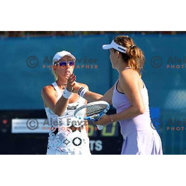 Anastasia Rodionova of Australia and Anastasia Pavlyuchenkova of Russia in action during first round of WTA Banka Koper Slovenia Open tennis tournament, played in SRC Marina, Portoroz, Slovenia on July 19, 2010 