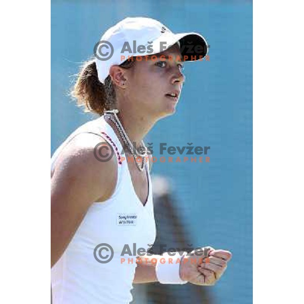 Stefanie Voegele of Switzerland in action during first round of WTA Banka Koper Slovenia Open tennis tournament, played in SRC Marina, Portoroz, Slovenia on July 20, 2010 