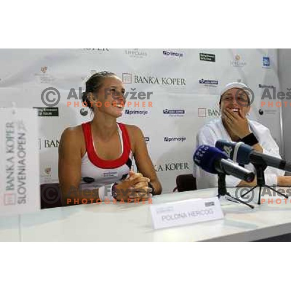 Polona Hercog and Katarina Srebotnik of Slovenia at press conference after second round of WTA Banka Koper Slovenia Open tennis tournament, played in SRC Marina, Portoroz, Slovenia on July 21, 2010 