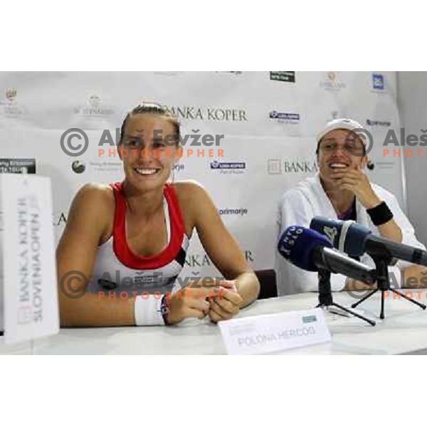 Polona Hercog and Katarina Srebotnik of Slovenia at press conference after second round of WTA Banka Koper Slovenia Open tennis tournament, played in SRC Marina, Portoroz, Slovenia on July 21, 2010 