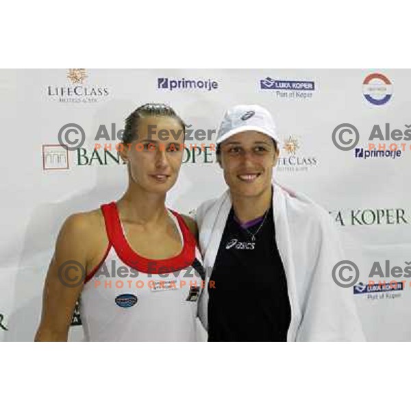 Polona Hercog and Katarina Srebotnik of Slovenia at press conference after second round of WTA Banka Koper Slovenia Open tennis tournament, played in SRC Marina, Portoroz, Slovenia on July 21, 2010 