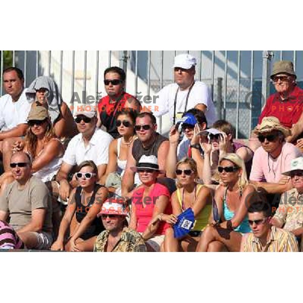 Spectators watching action during the quarter-finals of WTA Banka Koper Slovenia Open tennis tournament, played in SRC Marina, Portoroz, Slovenia on July 23, 2010 