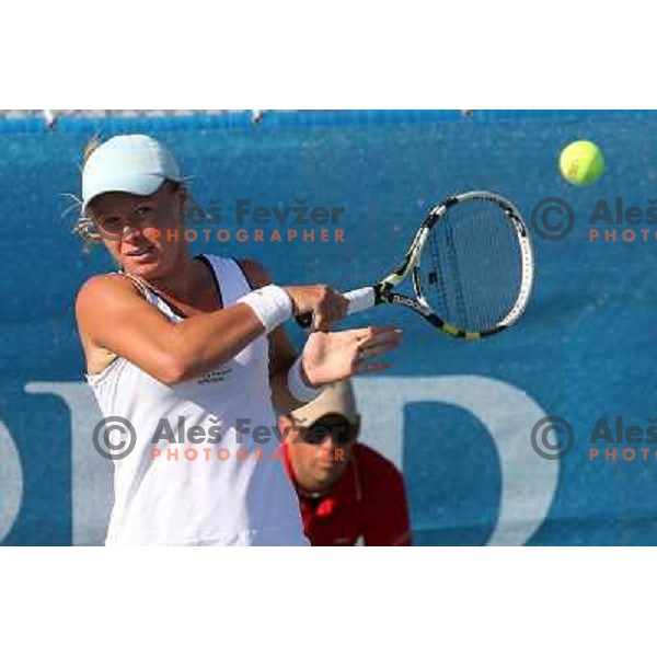 Vera Dushevina of Russia in action during the quarter-finals of WTA Banka Koper Slovenia Open tennis tournament, played in SRC Marina, Portoroz, Slovenia on July 23, 2010 