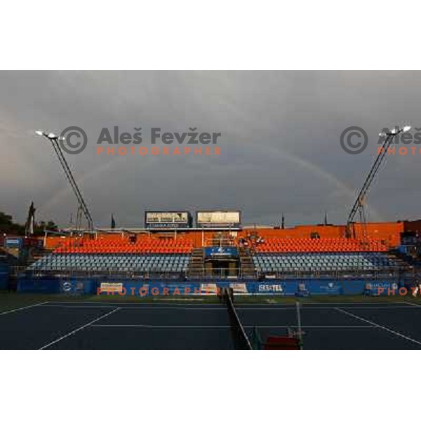Rainbow over the Portoroz during the quarter-finals of WTA Banka Koper Slovenia Open tennis tournament, played in SRC Marina, Portoroz, Slovenia on July 23, 2010 