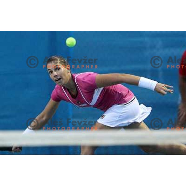 Marina Erakovic of New Zealand in action during the semi-final of the doubles at WTA Banka Koper Slovenia Open tennis tournament, played in SRC Marina, Portoroz, Slovenia on July 23, 2010 
