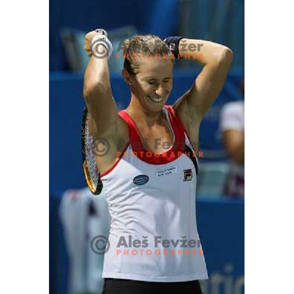 Polona Hercog of Slovenia celebrates victory in the quarter-finals of WTA Banka Koper Slovenia Open tennis tournament, played in SRC Marina, Portoroz, Slovenia on July 23, 2010 