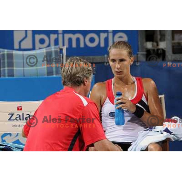 Coach Zoltan Kuharszky and Polona Hercog of Slovenia during the quarter-finals of WTA Banka Koper Slovenia Open tennis tournament, played in SRC Marina, Portoroz, Slovenia on July 23, 2010 