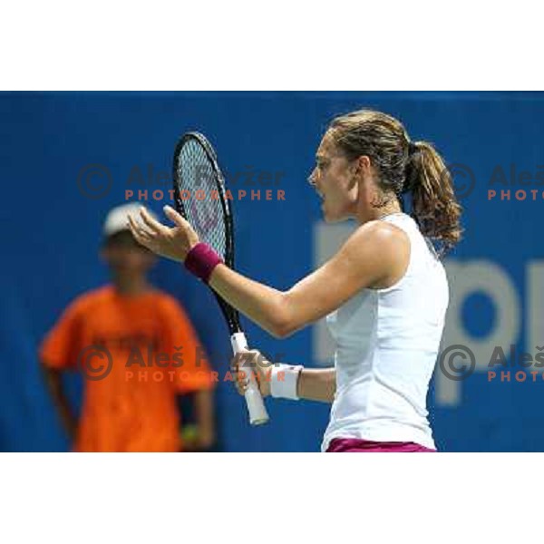 Stefanie Voegele of Switzerland in action during the quarter-finals of WTA Banka Koper Slovenia Open tennis tournament, played in SRC Marina, Portoroz, Slovenia on July 23, 2010 