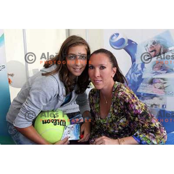 Jelana Jankovic of Serbia signs autographs during WTA Banka Koper Slovenia Open tennis tournament, played in SRC Marina, Portoroz, Slovenia on July 24, 2010 