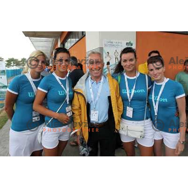 Franci Ohnjec with hosteses during WTA Banka Koper Slovenia Open tennis tournament, played in SRC Marina, Portoroz, Slovenia on July 24, 2010 