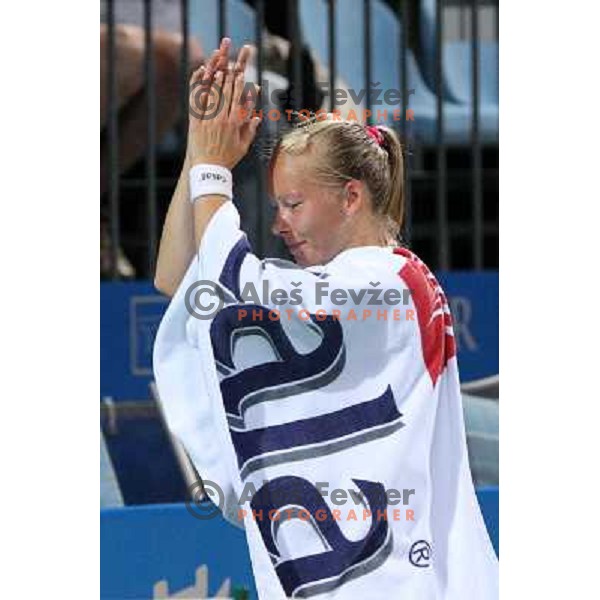 Johanna Larsson of Sweden in action during semi-final of WTA Banka Koper Slovenia Open tennis tournament, played in SRC Marina, Portoroz, Slovenia on July 24, 2010 