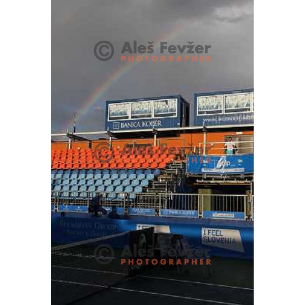Rainbow over the Stadium before semi-final of WTA Banka Koper Slovenia Open tennis tournament, played in SRC Marina, Portoroz, Slovenia on July 24, 2010 