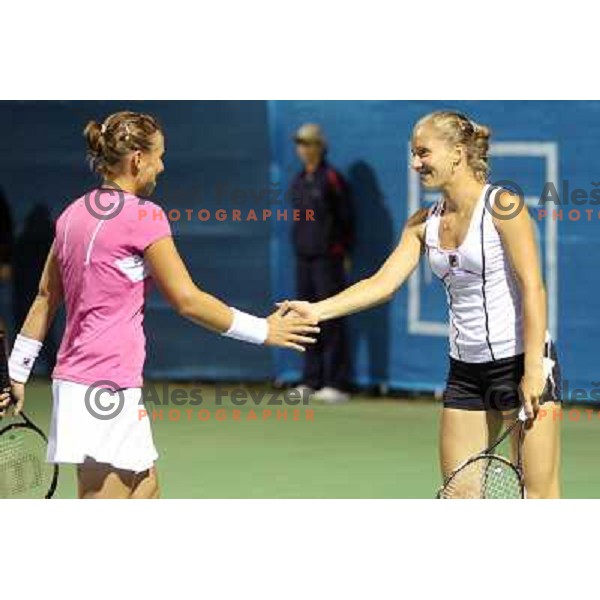 Marina Erakovic of New Zealand and Anna Chakvetadze of Russia in action during final of WTA Banka Koper Slovenia Open tennis tournament, played in SRC Marina, Portoroz, Slovenia on July 24, 2010 