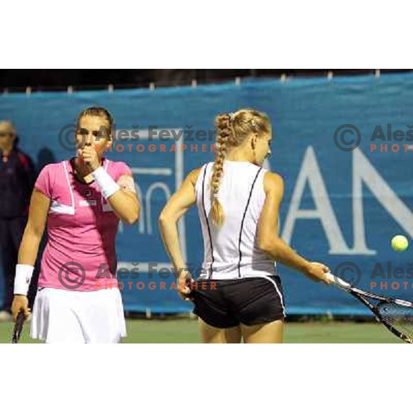 Marina Erakovic of New Zealand and Anna Chakvetadze of Russia in action during final of WTA Banka Koper Slovenia Open tennis tournament, played in SRC Marina, Portoroz, Slovenia on July 24, 2010 