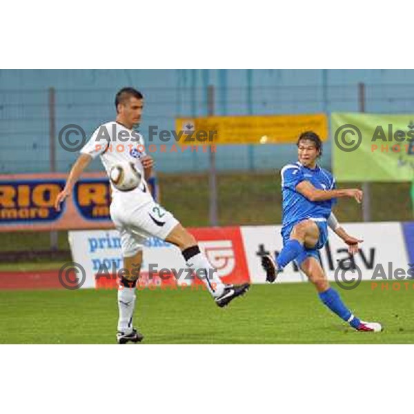 Etien Velikonja of Gorica scores goal during football match Gorica-Olimpija in 2nd round of Prva liga 2010-2011, played Sportni Park in Nova Gorica, Slovenia on July 25, 2010 