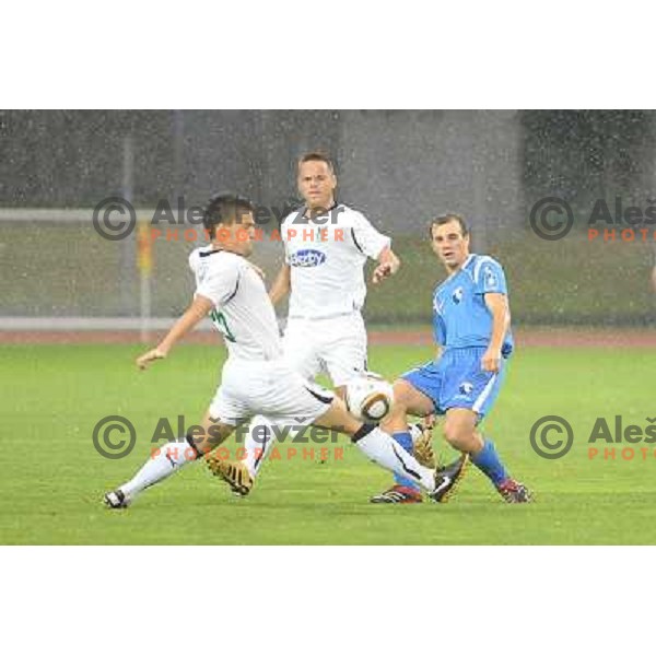 Anej Lovrecic, Ermin Rakovic and Danjel Rakuscek at football match of Prva Liga between NK Hit Gorica and Olimpija, on July 25 2010 in Sportni park, Nova Gorica. 