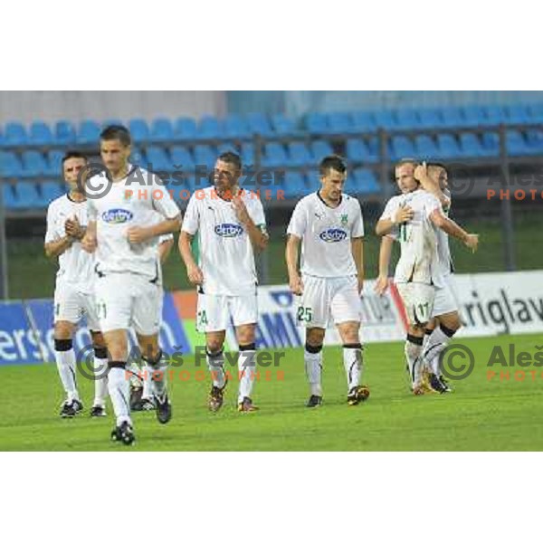 Sebastjan Cimirotic, Anej Lovrecic, Ermin Rakovic at football match of Prva Liga between NK Hit Gorica and Olimpija, on July 25 2010 in Sportni park, Nova Gorica. 
