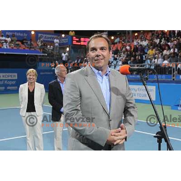 Andrej Bizjak, Mima Jausevec, Enzo Savai at prize giving ceremony after final of the doubles at WTA Banka Koper Slovenia Open tennis tournament, played in SRC Marina, Portoroz, Slovenia on July 24, 2010 