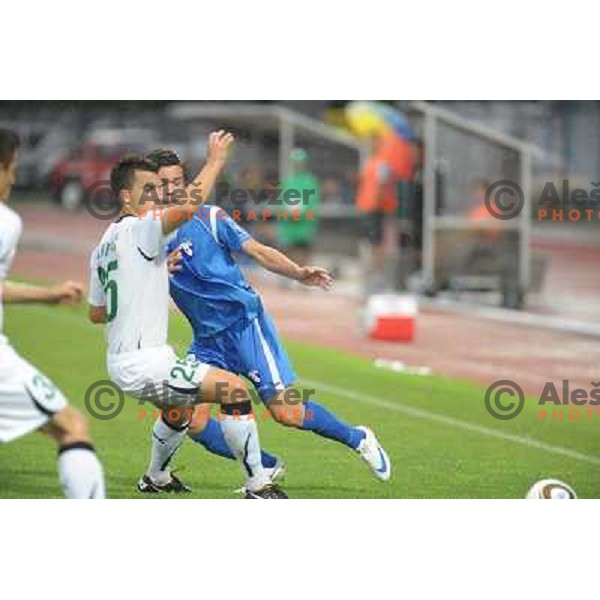 Anej Lovrecic and Sebastjan Komel at football match of Prva Liga between NK Hit Gorica and Olimpija, on July 25 2010 in Sportni park, Nova Gorica. 
