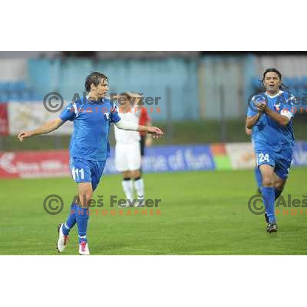 Enes Demirovic and Etien Velikonja at football match of Prva Liga between NK Hit Gorica and Olimpija, on July 25 2010 in Sportni park, Nova Gorica. 