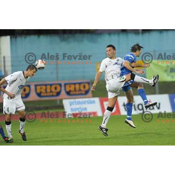 David Kasnik, Damjan Oslaj and Etien Velikonja at football match of Prva Liga between NK Hit Gorica and Olimpija, on July 25 2010 in Sportni park, Nova Gorica. 