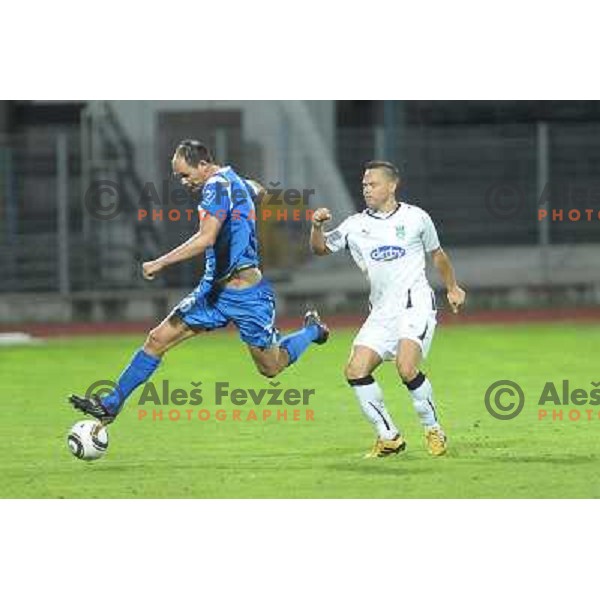 Aris Zarifovic and Ermin Rakovic at football match of Prva Liga between NK Hit Gorica and Olimpija, on July 25 2010 in Sportni park, Nova Gorica. 