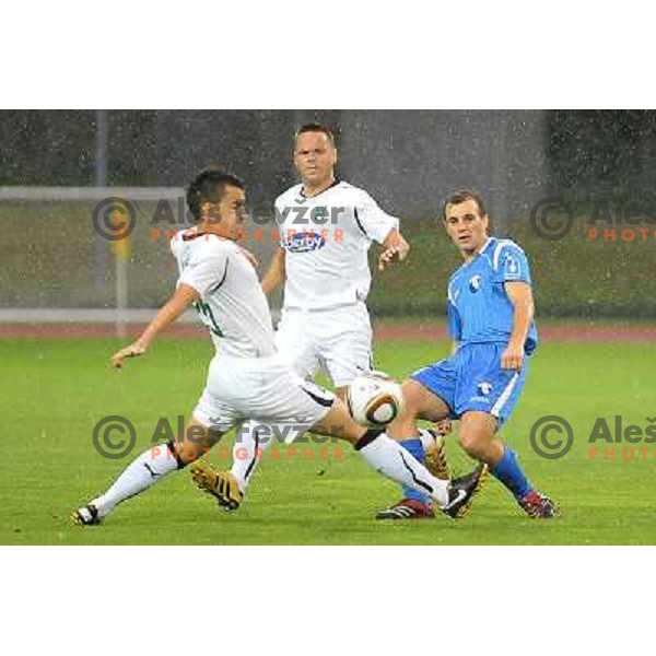 Anej Lovrecic, Ermin Rakovic and Danjel Rakuscek at football match of Prva Liga between NK Hit Gorica and Olimpija, on July 25 2010 in Sportni park, Nova Gorica. 