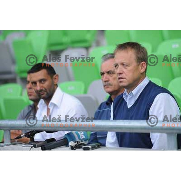 Jurij Sadar, Bostjan Vuga, Zlatko Sraka, Uros Ogrin at the presentation of the Stozice Football stadium and Stozice sports hall to the media, 07.08.2010, Ljubljana 