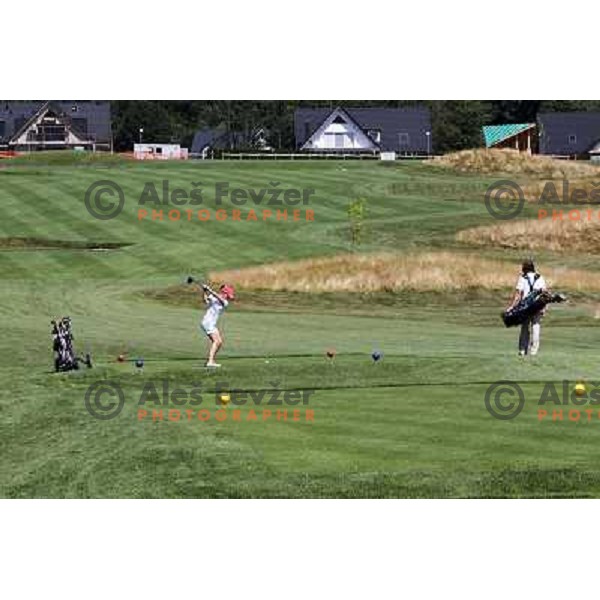 Katja Pogacar hits a tee shot at hole nr.17 at Diners golf & country club, Smlednik, Slovenia on 8th of July 2010 