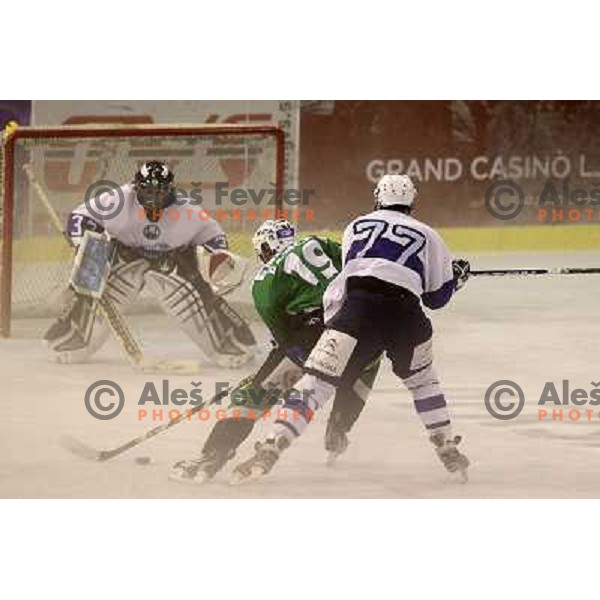Ziga Pance of Tilia Olimpija in action during preseason friendly ice-hockey match Tilia Olimpija- Medvescak, played in Hala Tivoli, Ljubljana, Slovenia on August 25, 2010 