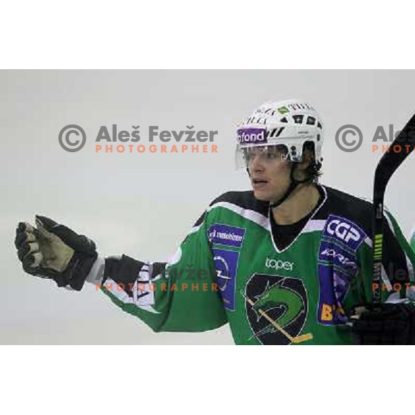 JUre Kralj of Tilia Olimpija in action during preseason friendly ice-hockey match Tilia Olimpija- Medvescak, played in Hala Tivoli, Ljubljana, Slovenia on August 25, 2010 